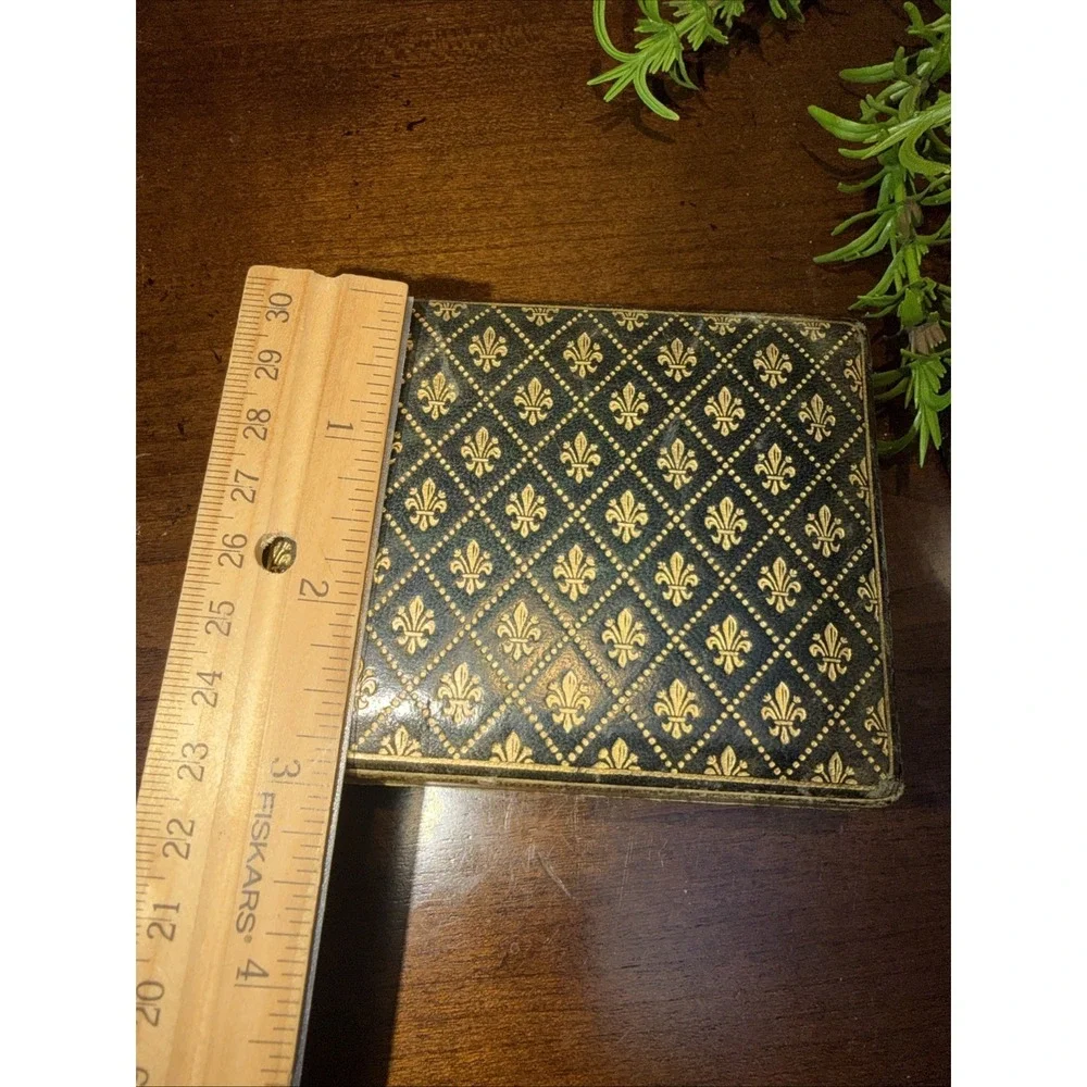 VTG LEATHER & Gold Jewelry Cigarette TRINKET Box FLORENCE Italy Firenze Gold Lea